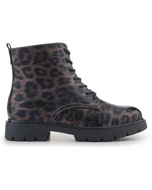 Pavers Lace-Up Block-Heeled Boots - Black