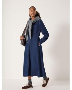 Hush Long Sleeve Denim Shirt Dress - Blue