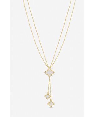 Jon Richard Tone Mother Of Pearl And Crystal Clover Y-Necklace - White