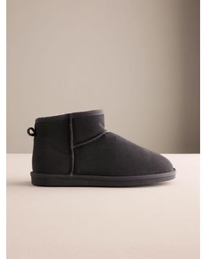 Next Signature Suede Slipper Boots - Black