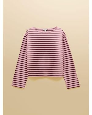 Joules Isla/ Boxy Ribbed Jersey Boat Neck Top - Pink