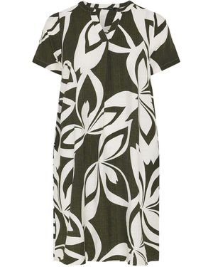 Evans Leaf Print Midi Shift Dress - White