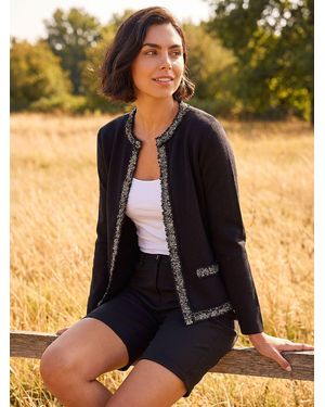 Roman Tweed Detail Cardigan - Black