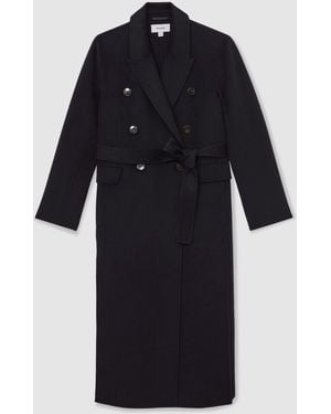Reiss Brogan Double-Breasted Blindseam Coat Wool-Blend - Black