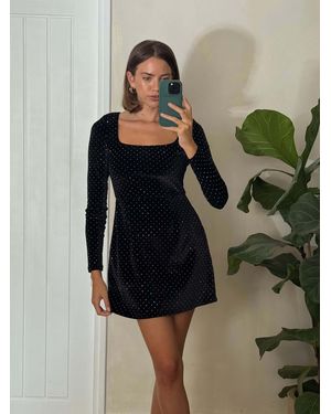 Style Cheat Rita Square Neck Mini Dress - Black