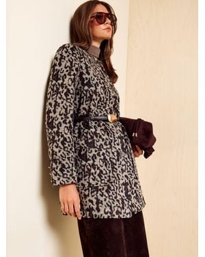 Friends Like These Animal Printed Collarless Dolly Coat - Brown