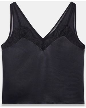 Mint Velvet Satin Lace Camisole - Blue