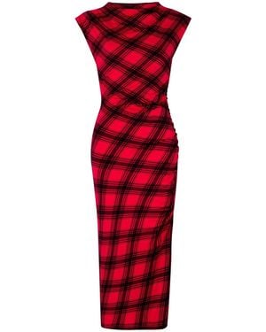 Joe Browns Flocked Check Bodycon Dress - Red