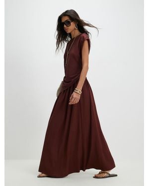 River Island Linen Look Midi Skirt - Brown