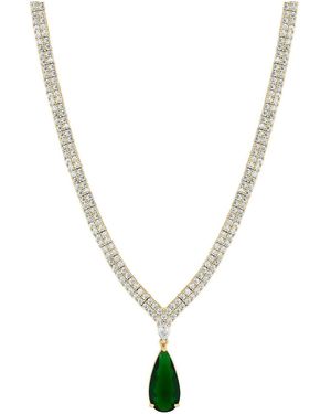 Jon Richard Tone Cubic Zirconia Emerald Pear Drop Gift Boxed Collar Necklace - Metallic