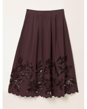 FatFace Fatface Fiona Cutwork Midi Skirt - Purple