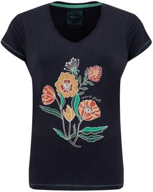 Weird Fish Botanics Front Print Graphic T-Shirt - Black