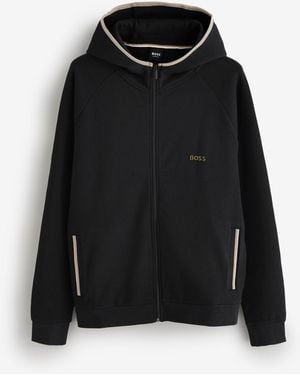 BOSS Sense Regular-Fit Zip Through Logo Hooded Jacket - Black