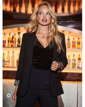 Sosandar Tailored Blazer With Fleck Print Lining - Black