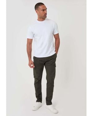 Threadbare Dark Cotton Stretch Cargo Pants - White