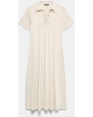 Mint Velvet Crochet Collar Midi Dress - White