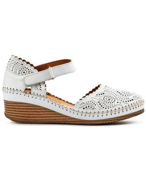 Pavers Casual Leather Touch Fasten Mary Janes Shoes - White