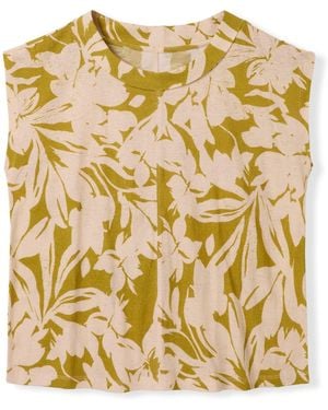 Celtic & Co. Linen Blend Folded Collar Top - Metallic