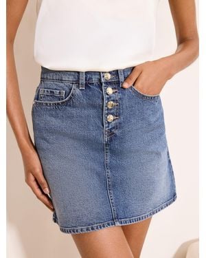 Lipsy Button Fly Denim Mini Skirt - Blue