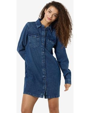 Noisy May Long Sleeve Denim Dress - Blue