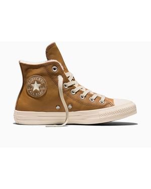 Converse Chuck Taylor High Cozy Leather Sneakers - Brown