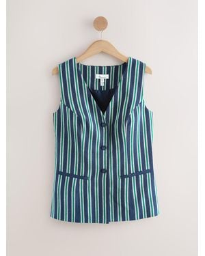 Next Stripe N. Premium Linen Blend Waistcoat - Blue