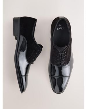 Next Patent & Velvet Derby Shoes - Black