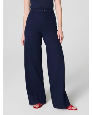 Spanx Supersmooth Stretch Twill Wide Leg Trousers - Blue