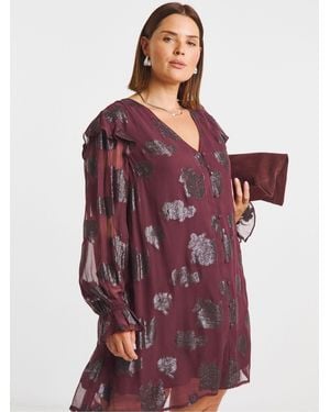 Simply Be Jacquard Smock Dress - Purple