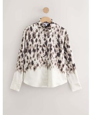 Next Ombre Satin Long Sleeve Shirt - Natural
