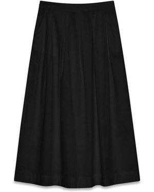 Vero Moda Cotton Mix Pleated Midi Skirt - Black