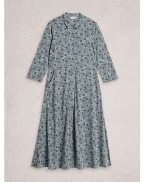 White Stuff Rua Jersey Shirt Dress - Blue