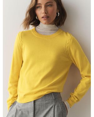 Next Cotton Rich Soft Touch Long Sleeve Crew Neck Sweater - Yellow