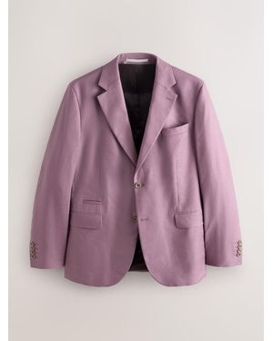 Next Slim Fit N. Premium Linen Blend Blazer With Stretch And Tencel Lyocell - Purple