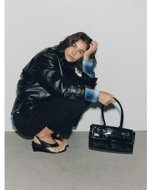 Next Croc Belted Shoulder Bag - Blue