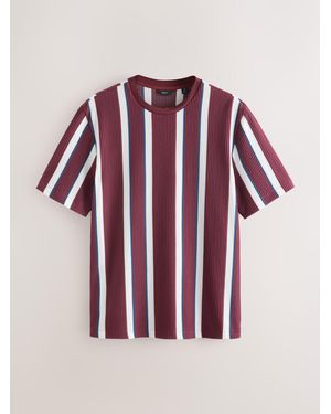 Next Burgundy Smart Vertical Stripe T-Shirt - Red