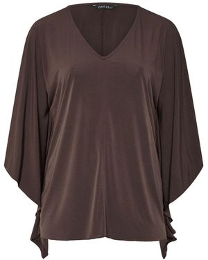 Evans Jersey Cape Top - Brown