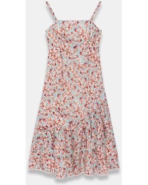 Mint Velvet Linen Blend Midi Dress - Pink