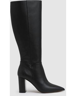 Reiss Block-Heel Knee-High Boots - Black