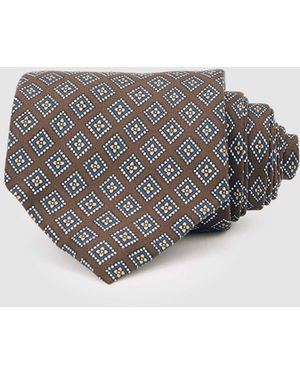 Reiss Chocolate/Charcoal Bortolo Silk Floral Medallion-Print Tie - Gray