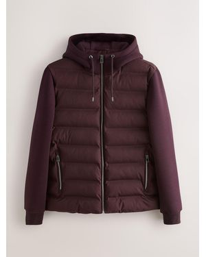 Next Burgundy Smart Quilted Hybrid Hooded Jacket - Purple