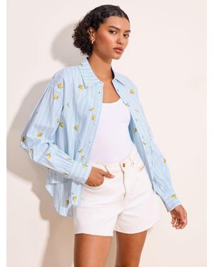 Lipsy Embroidered Striped Shirt - White