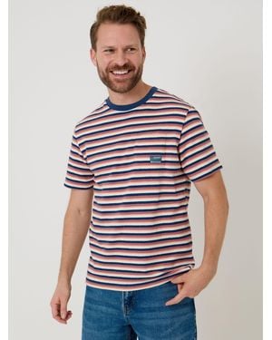 Saltwell Stripe Textured Cotton Crew Neck T-Shirt
