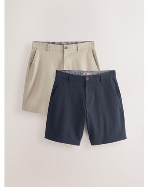 Next Relaxed Fit Stretch Chino Shorts 2 Pack - Blue