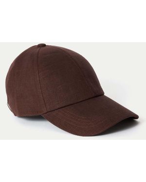 Jigsaw Linen Baseball Cap - Brown