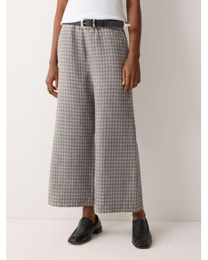 Jigsaw Mara Linen Checked Pants - Gray