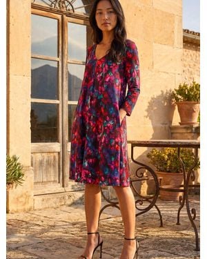 Roman Petite V-Neck Swing Dress - Red