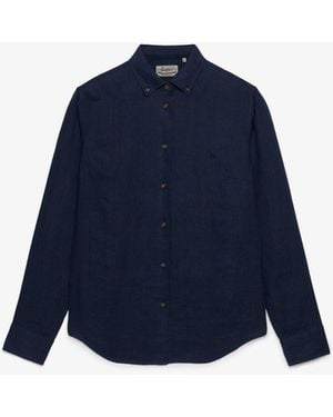 Superdry Premium Linen Button Down Slim Shirt - Blue