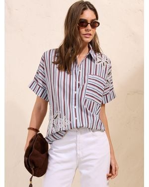 Friends Like These Embellished Short Sleeve Shirt - Multicolor