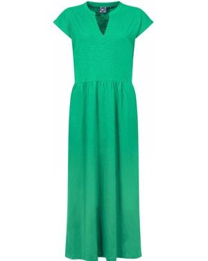 Weird Fish Reed Plain Jersey Notch Neck Maxi Dress - Green